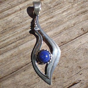Jay King DTR mine finds Lapis and CZ 925 Sterling Pendant 2 3/4 inches rare.